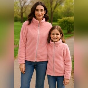 Mother-Daughter Pink Fleece Coordinating Set